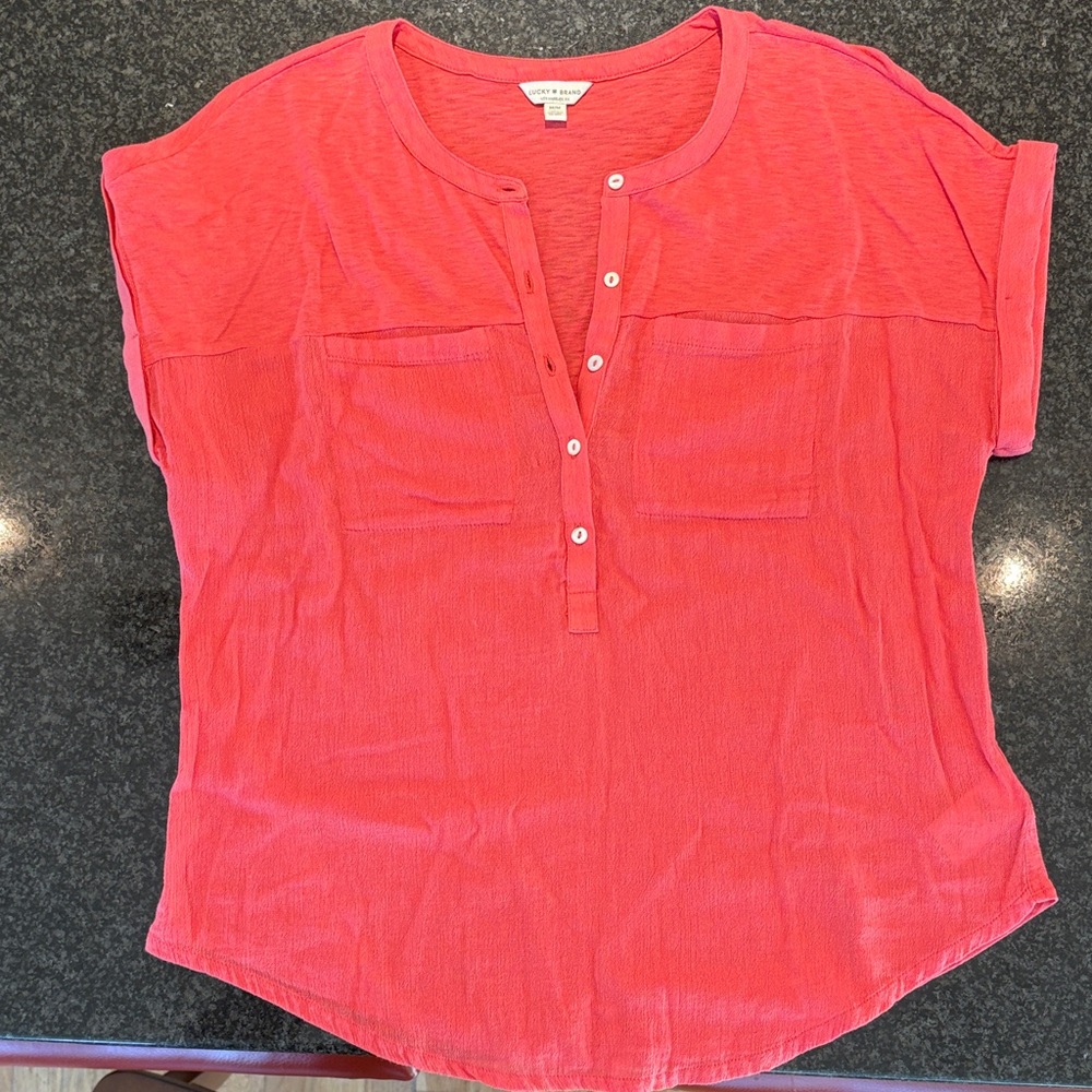 Lucky Brand Red Short Sleeve Blouse